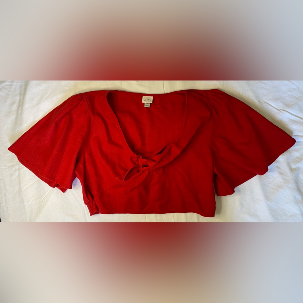 A New Day Flutter Short Sleeve Tie-Front Top  Size XL